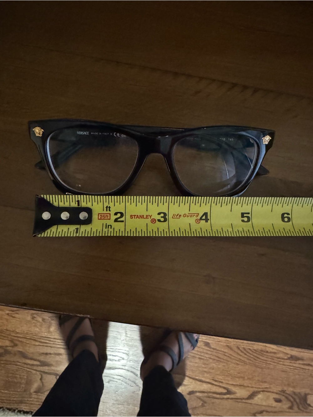 Versace Black Square Frame Glasses with Gold Medusa Accents - Picture 9 of 9